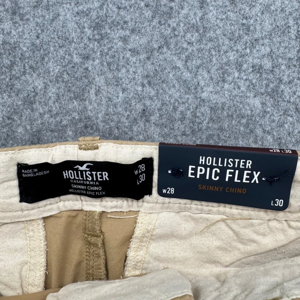 Hollister Skinny Chino Pants Mens 28x30 Khaki Epic Flex Tan 330-302-0717-475